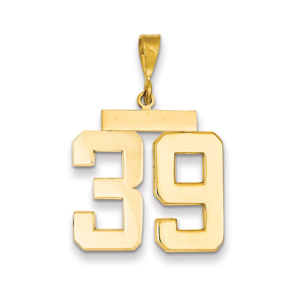 Million Charms 14K Yellow Gold Themed Large Polished Number 39 Charm