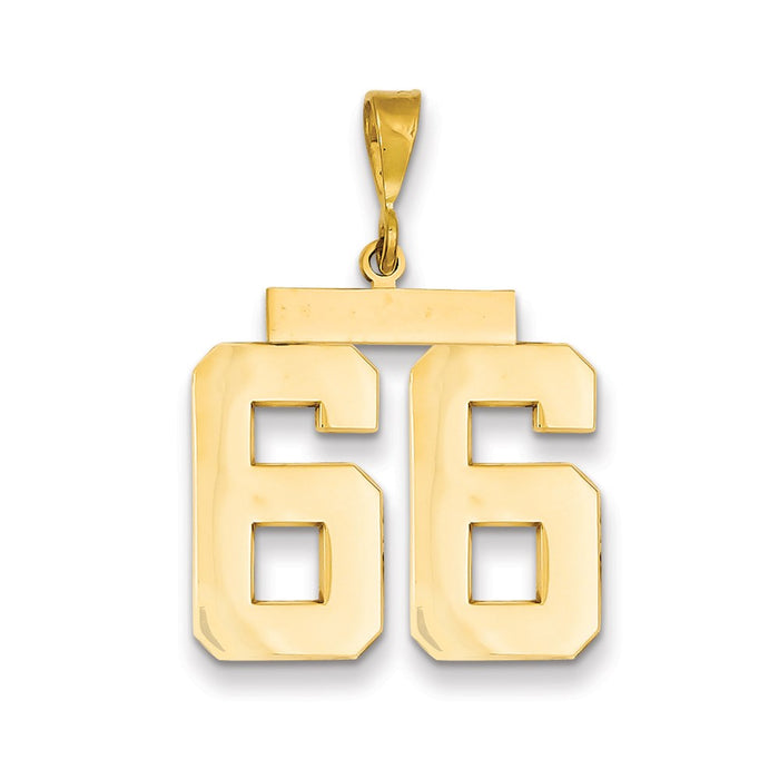 Million Charms 14K Yellow Gold Themed Large Polished Number 66 Charm