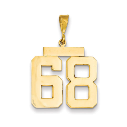 Million Charms 14K Yellow Gold Themed Large Polished Number 68 Charm
