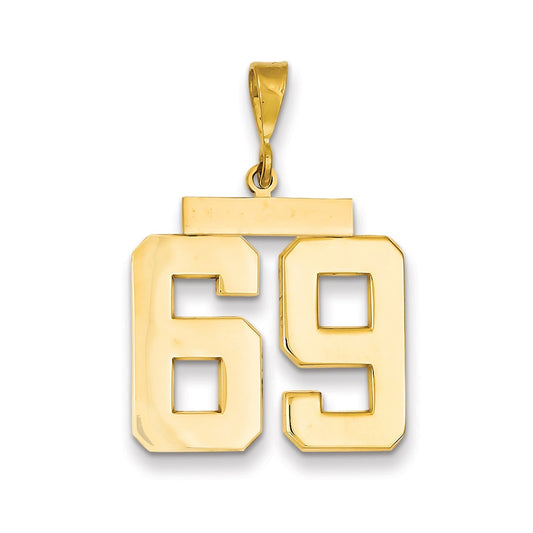 Million Charms 14K Yellow Gold Themed Large Polished Number 69 Charm