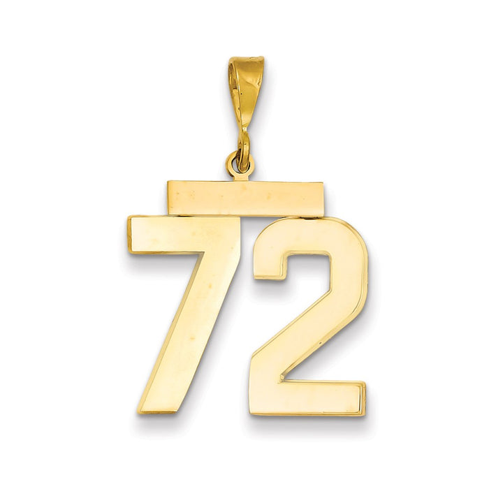 Million Charms 14K Yellow Gold Themed Large Polished Number 72 Charm