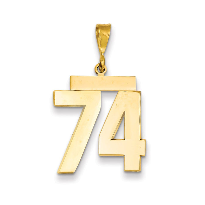 Million Charms 14K Yellow Gold Themed Large Polished Number 74 Charm