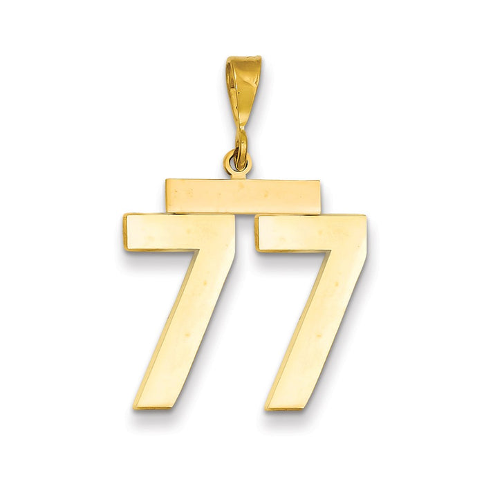 Million Charms 14K Yellow Gold Themed Large Polished Number 77 Charm