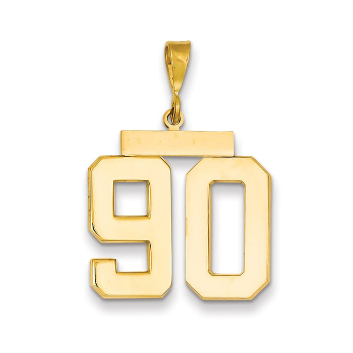 Million Charms 14K Yellow Gold Themed Large Polished Number 90 Charm