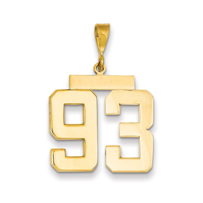 Million Charms 14K Yellow Gold Themed Large Polished Number 93 Charm