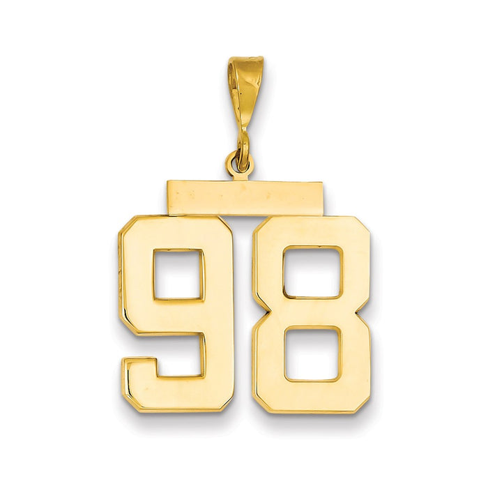 Million Charms 14K Yellow Gold Themed Large Polished Number 98 Charm