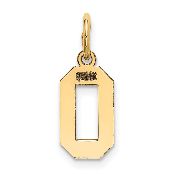 Million Charms 14K Yellow Gold Themed Small Polished Number 0 Charm