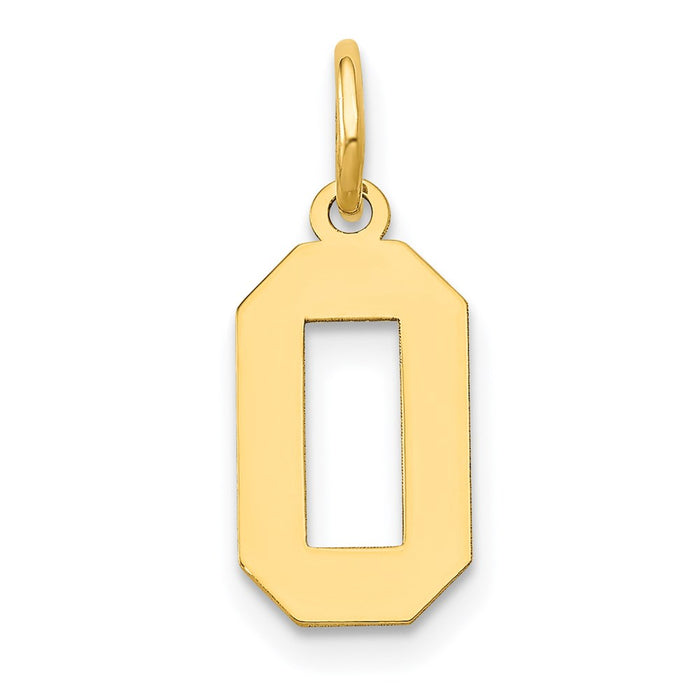 Million Charms 14K Yellow Gold Themed Small Polished Number 0 Charm