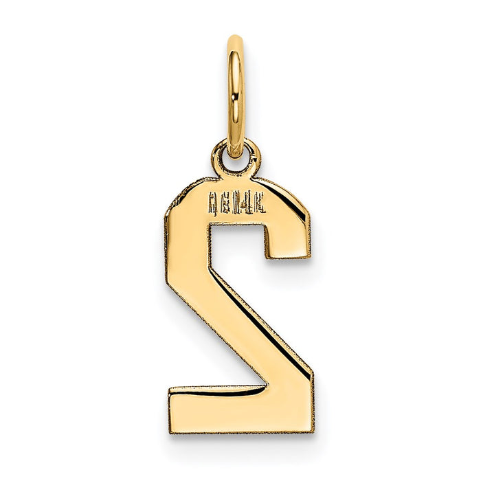 Million Charms 14K Yellow Gold Themed Small Polished Number 2 Charm