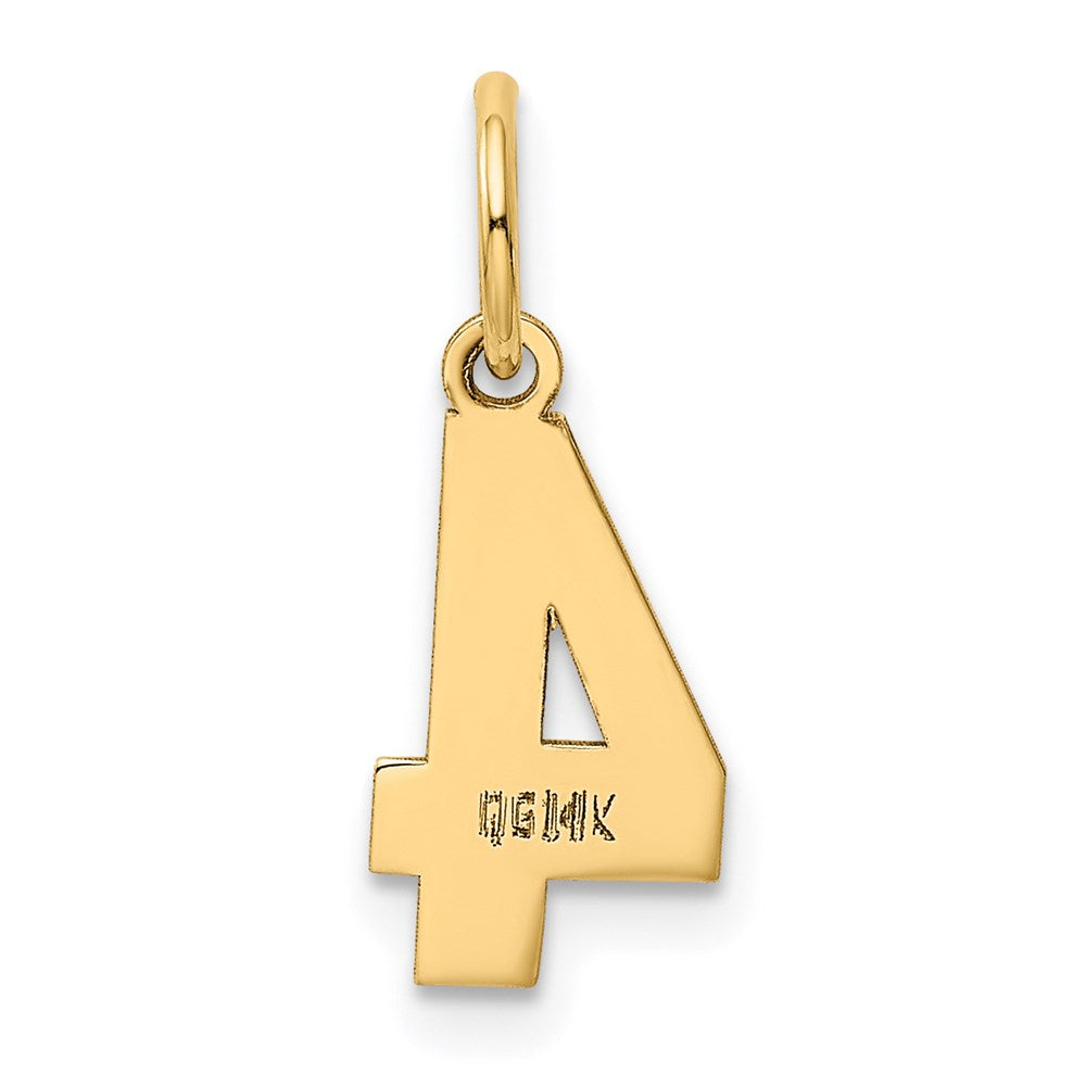 Million Charms 14K Yellow Gold Themed Small Polished Number 4 Charm