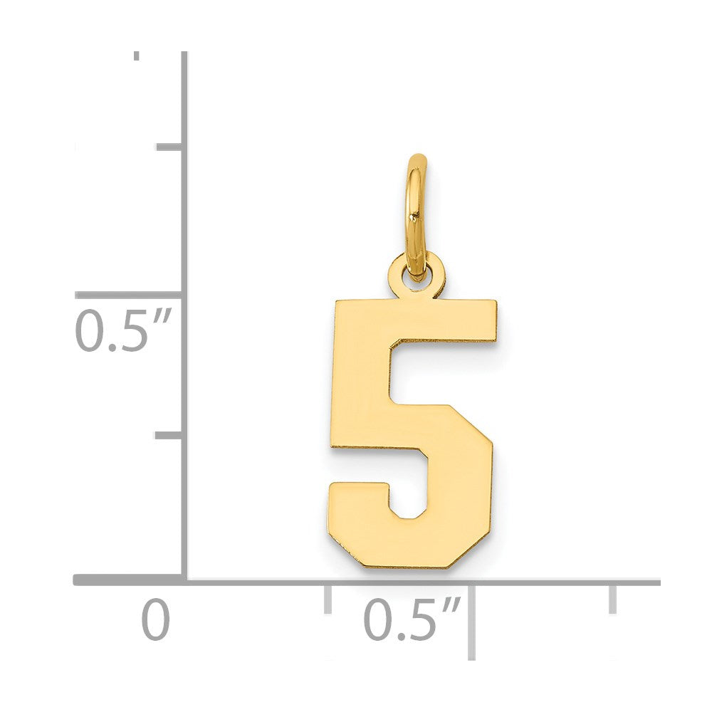 Million Charms 14K Yellow Gold Themed Small Polished Number 5 Charm