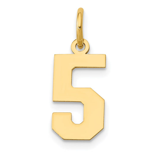 Million Charms 14K Yellow Gold Themed Small Polished Number 5 Charm