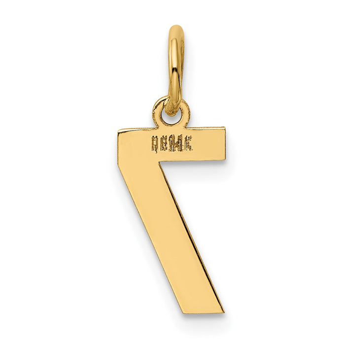 Million Charms 14K Yellow Gold Themed Small Polished Number 7 Charm