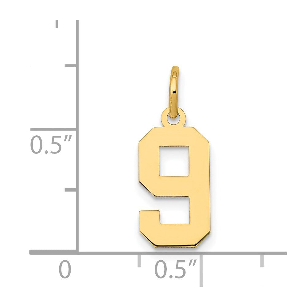 Million Charms 14K Yellow Gold Themed Small Polished Number 9 Charm