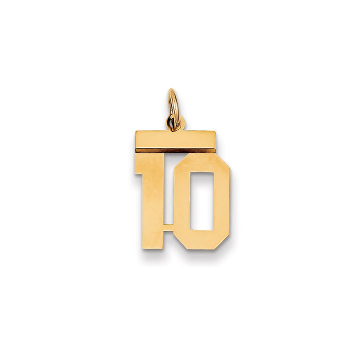 Million Charms 14K Yellow Gold Themed Small Polished Number 10 Charm