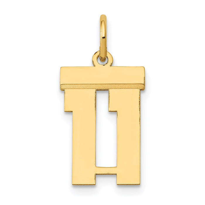 Million Charms 14K Yellow Gold Themed Small Polished Number 11 Charm