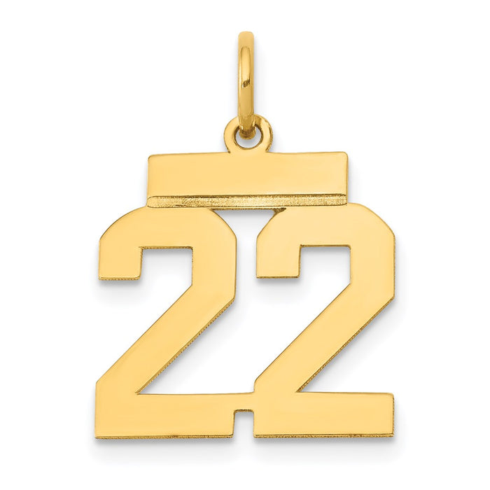 Million Charms 14K Yellow Gold Themed Small Polished Number 22 Charm