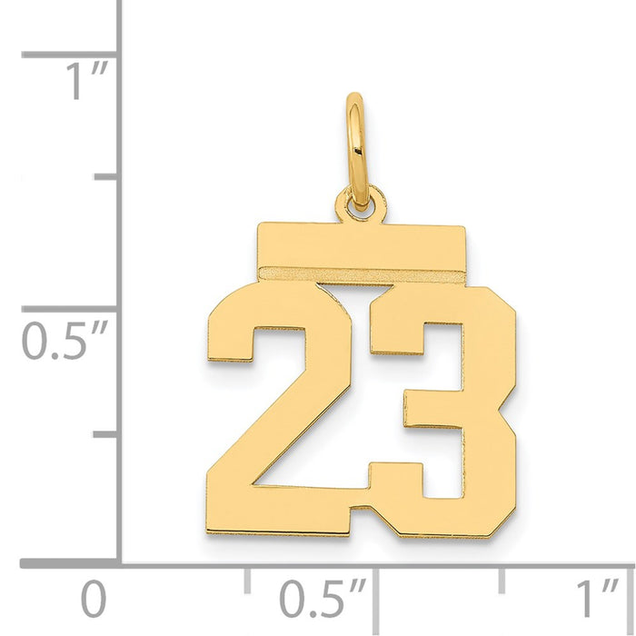 Million Charms 14K Yellow Gold Themed Small Polished Number 23 Charm