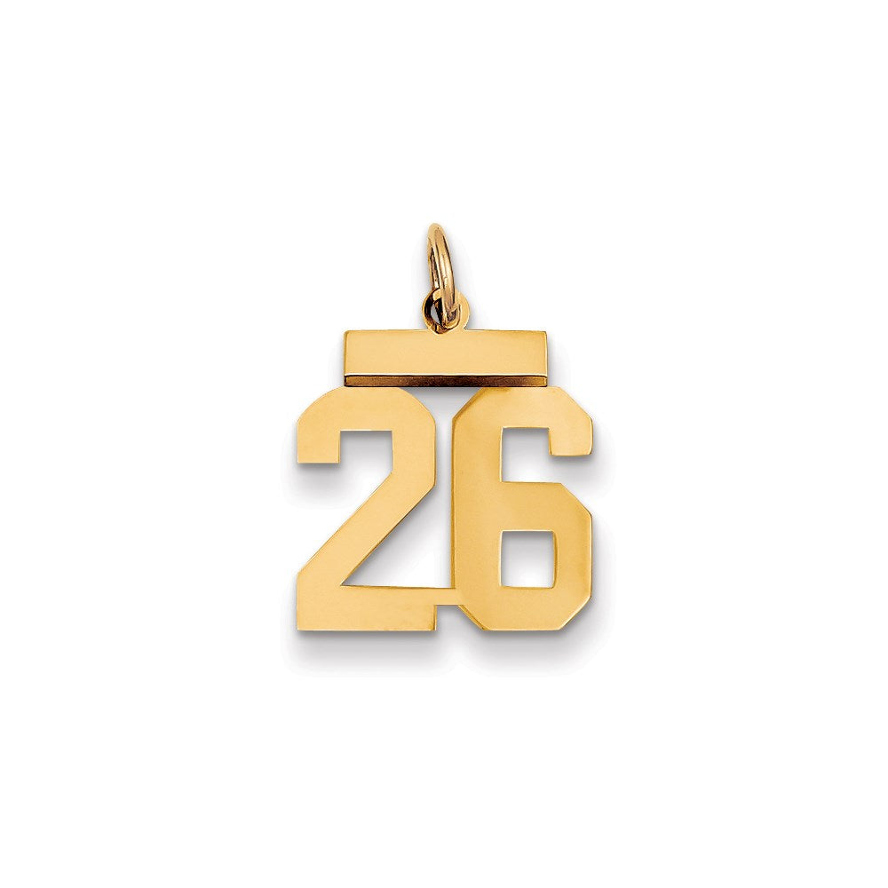 Million Charms 14K Yellow Gold Themed Small Polished Number 26 Charm