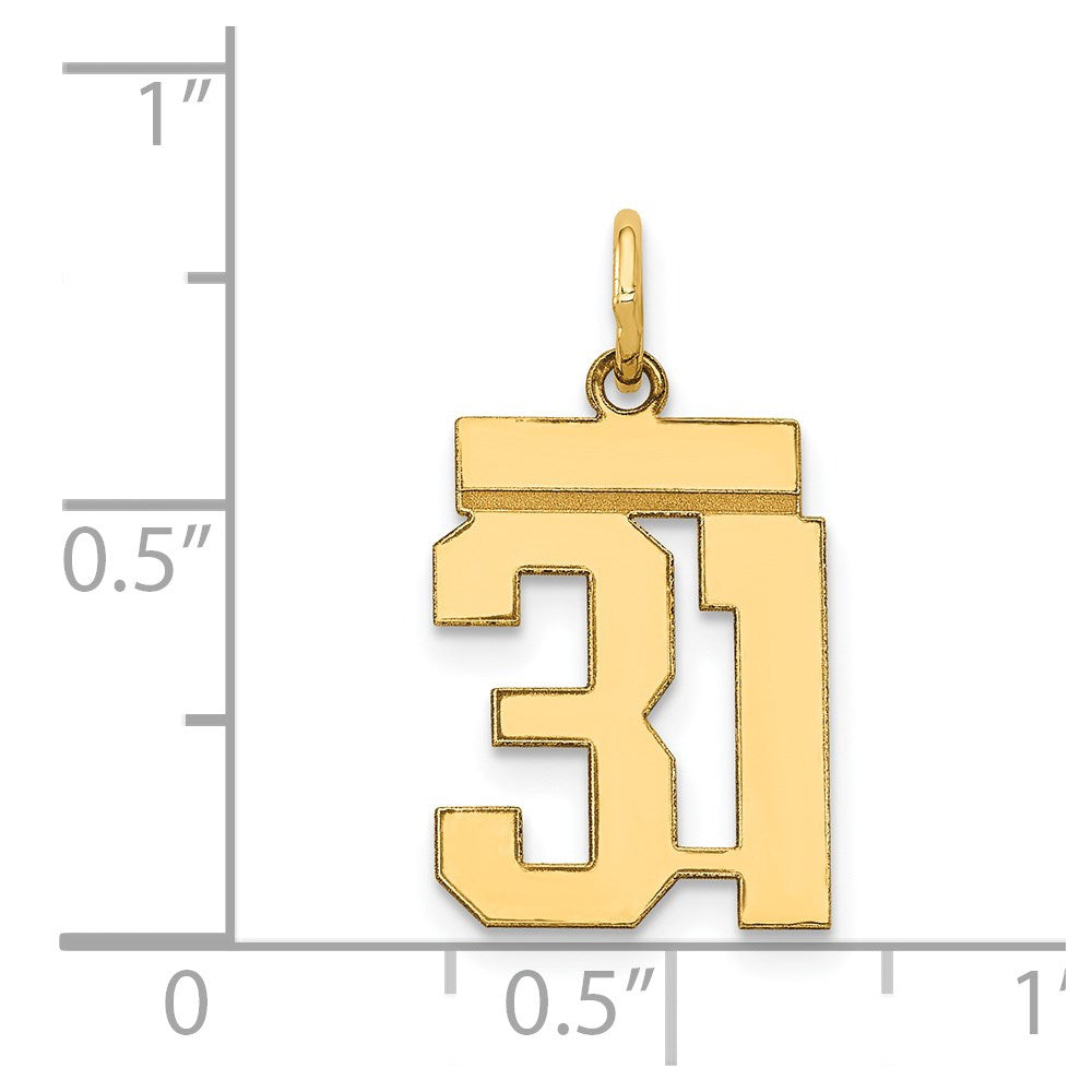 Million Charms 14K Yellow Gold Themed Small Polished Number 31 Charm