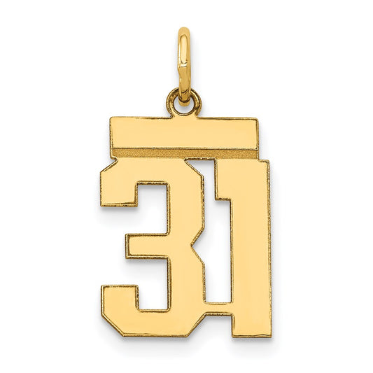 Million Charms 14K Yellow Gold Themed Small Polished Number 31 Charm