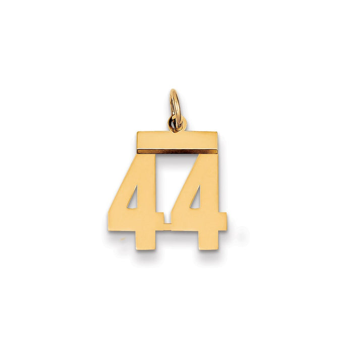 Million Charms 14K Yellow Gold Themed Small Polished Number 44 Charm