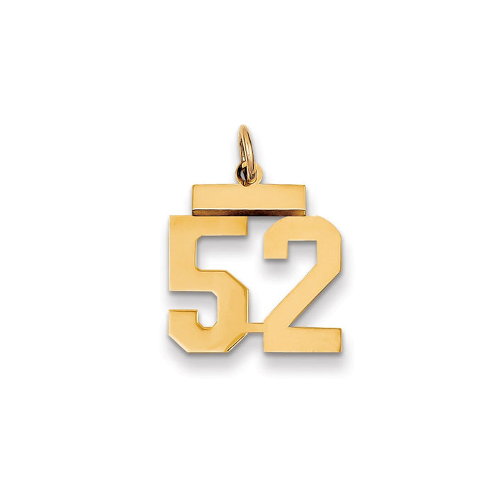 Million Charms 14K Yellow Gold Themed Small Polished Number 52 Charm