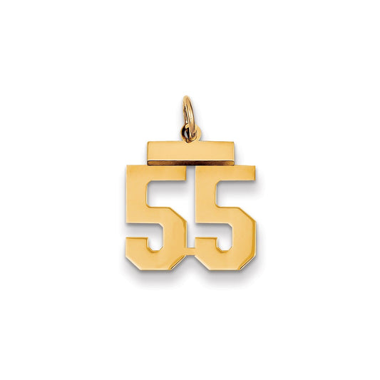 Million Charms 14K Yellow Gold Themed Small Polished Number 55 Charm