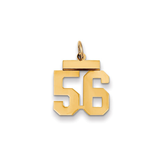 Million Charms 14K Yellow Gold Themed Small Polished Number 56 Charm