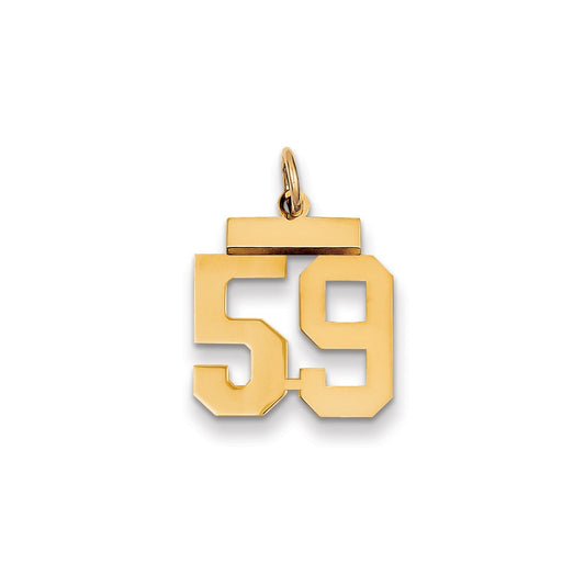 Million Charms 14K Yellow Gold Themed Small Polished Number 59 Charm