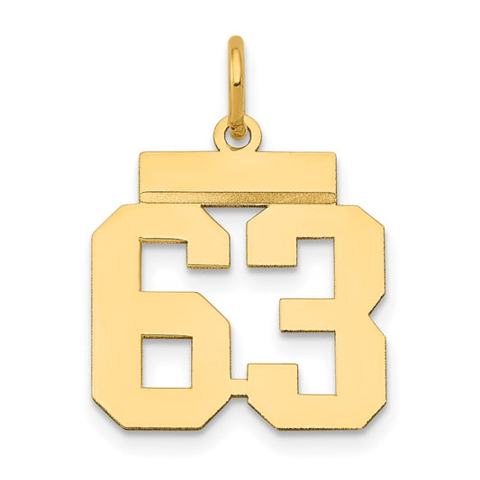 Million Charms 14K Yellow Gold Themed Small Polished Number 63 Charm