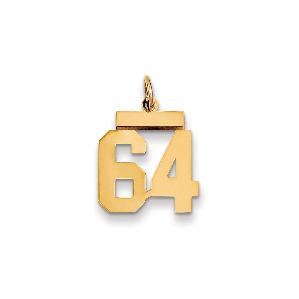 Million Charms 14K Yellow Gold Themed Small Polished Number 64 Charm