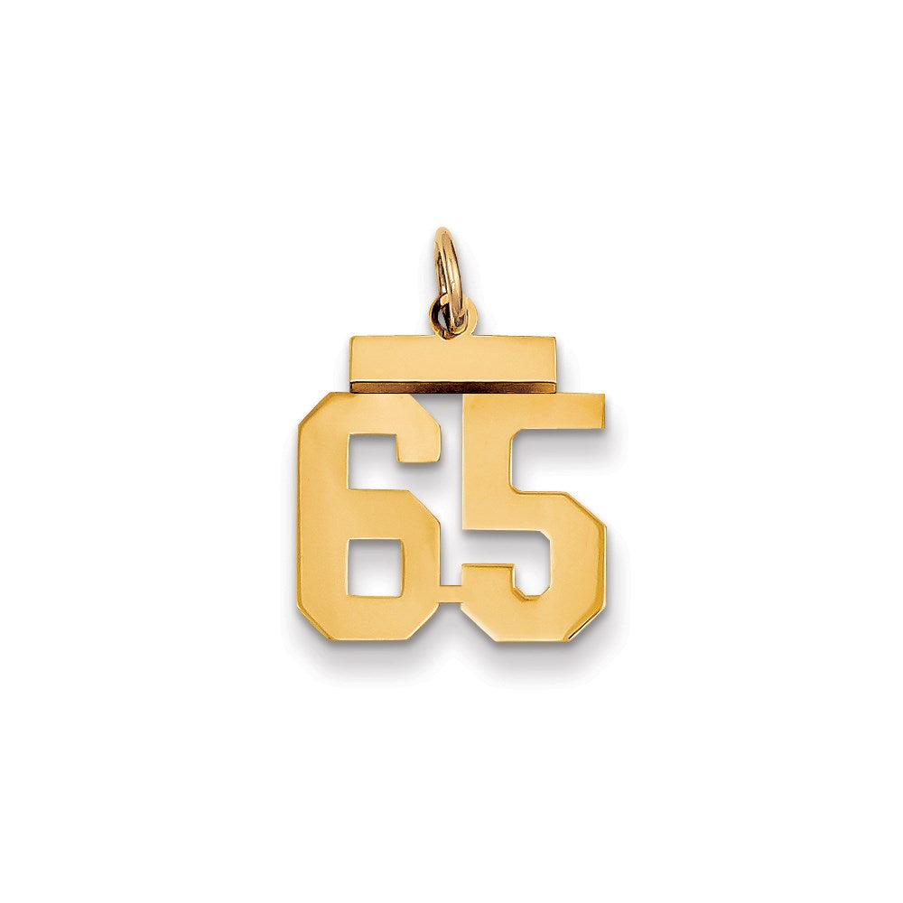 Million Charms 14K Yellow Gold Themed Small Polished Number 65 Charm