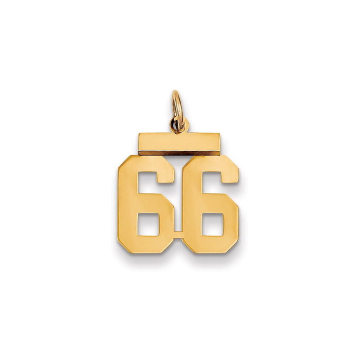 Million Charms 14K Yellow Gold Themed Small Polished Number 66 Charm