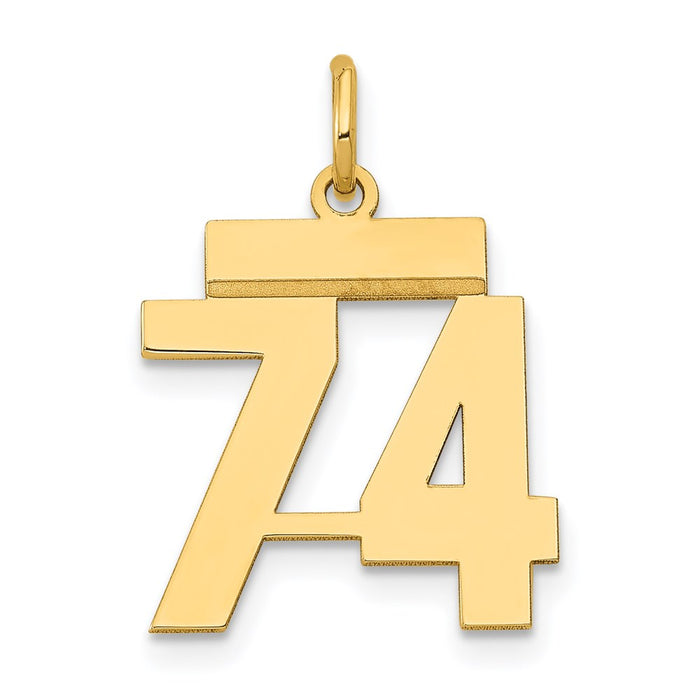 Million Charms 14K Yellow Gold Themed Small Polished Number 74 Charm