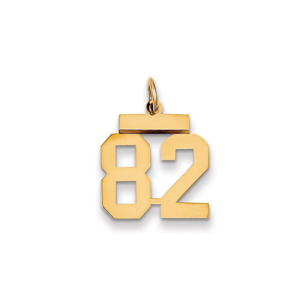 Million Charms 14K Yellow Gold Themed Small Polished Number 82 Charm