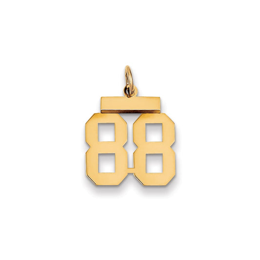 Million Charms 14K Yellow Gold Themed Small Polished Number 88 Charm