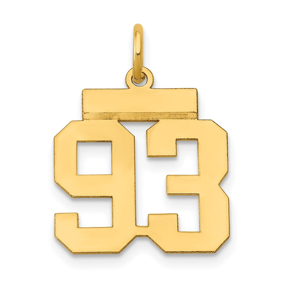 Million Charms 14K Yellow Gold Themed Small Polished Number 93 Charm
