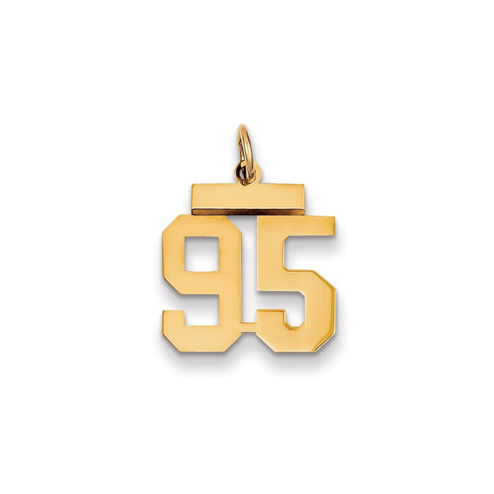 Million Charms 14K Yellow Gold Themed Small Polished Number 95 Charm