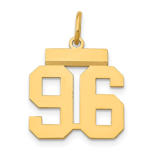 Million Charms 14K Yellow Gold Themed Small Polished Number 96 Charm