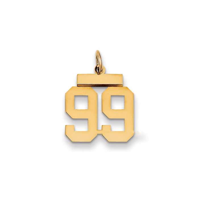 Million Charms 14K Yellow Gold Themed Small Polished Number 99 Charm