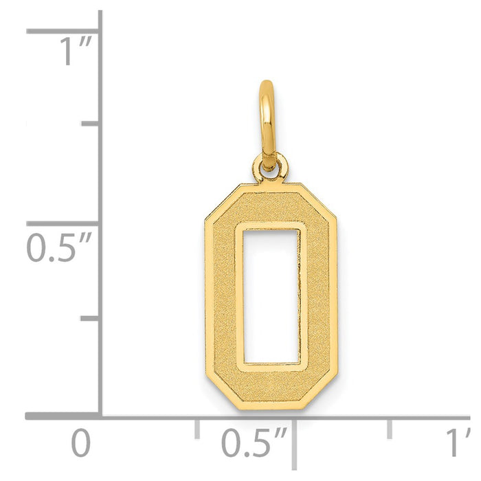 Million Charms 14K Yellow Gold Themed Medium Satin Number 0 Charm