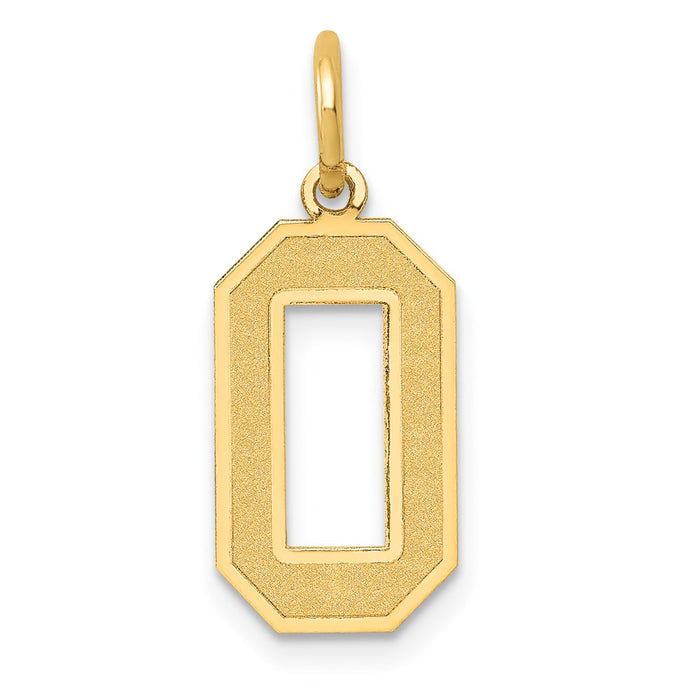 Million Charms 14K Yellow Gold Themed Medium Satin Number 0 Charm