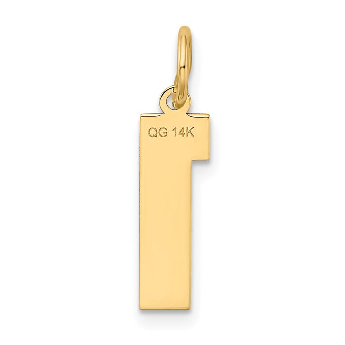 Million Charms 14K Yellow Gold Themed Medium Satin Number 1 Charm