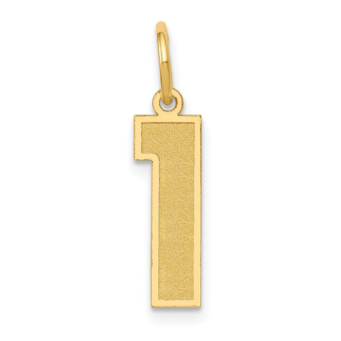 Million Charms 14K Yellow Gold Themed Medium Satin Number 1 Charm