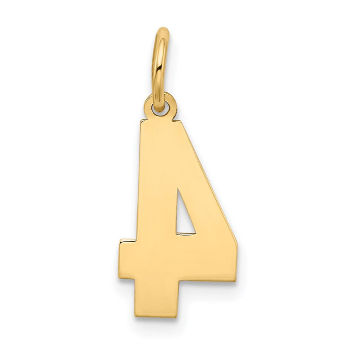 Million Charms 14K Yellow Gold Themed Medium Satin Number 4 Charm