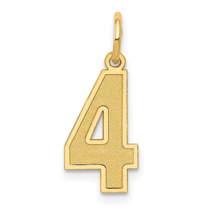 Million Charms 14K Yellow Gold Themed Medium Satin Number 4 Charm