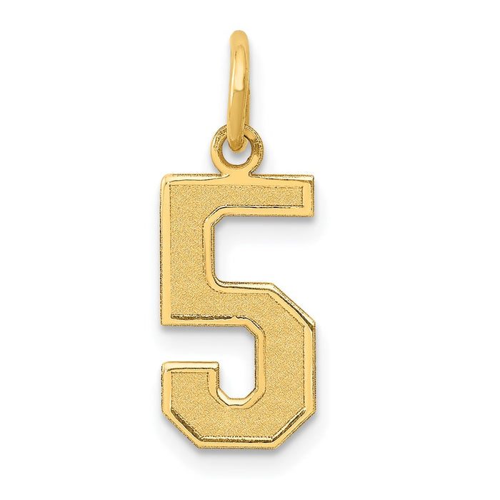 Million Charms 14K Yellow Gold Themed Medium Satin Number 5 Charm