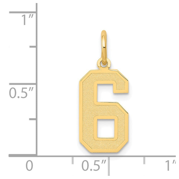 Million Charms 14K Yellow Gold Themed Medium Satin Number 6 Charm