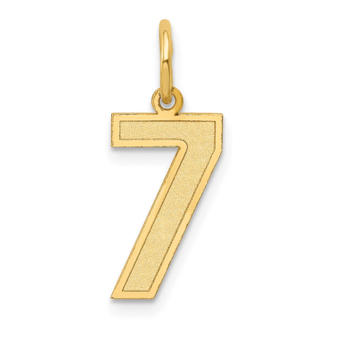 Million Charms 14K Yellow Gold Themed Medium Satin Number 7 Charm